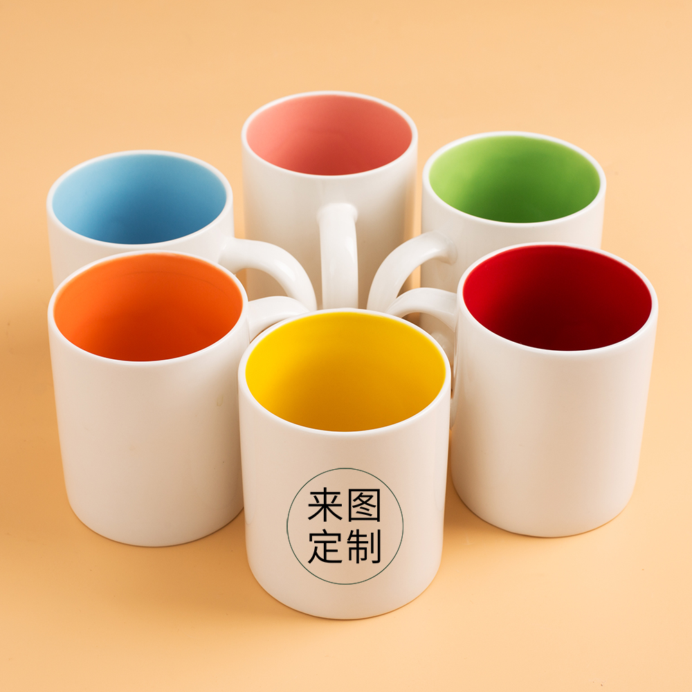 New bone china inner color mug custom logo custom print photo custom diy ceramic cup print two-dimensional code