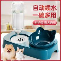 Promotion of pet cat bowls dog basin double bowl automatic drinking water anti-wet mouth kitty Puppy pooch Bowl Rice Basin Pet