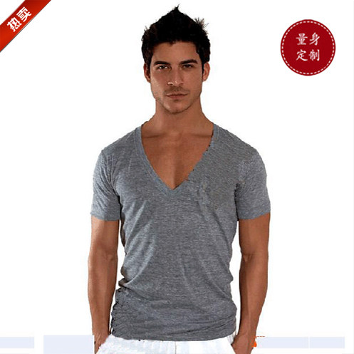 New bottoming shirts, big V-neck short-sleeved men's T-shirts, tight bottoming shirts, sexy underwear, large men's summer clothes, custom-made