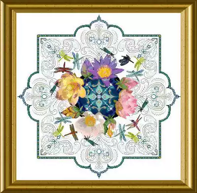 Original imported cross stitch Chatelaine Designs CD lace Dragonfly original drawing A3 color