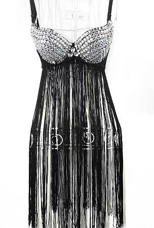 Bar Gogo Performance Costume Nightclub Sexy Lady Gaga Female Singer Costume Extra Long Rhinestone Tassel Bra Bar Gogo Performance Costume Nightclub Sexy Lady Gaga Female Singer Costume Extra Long Rhinestone Tassel Bra
