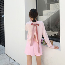 Womens knitwear summer new cream cherry bow thin discreet backless cardigan