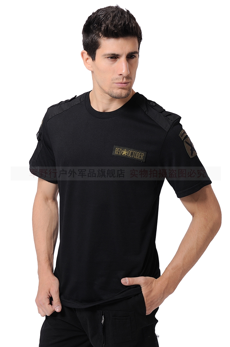 Mùa hè giải trí ngoài trời lĩnh vực ngụy trang quần áo quạt quân đội quần áo cổ tròn không có túi lỏng nam ngắn tay áo thun nam khó khăn - Những người đam mê quân sự hàng may mặc / sản phẩm quạt quân đội giày sĩ quan quân đội