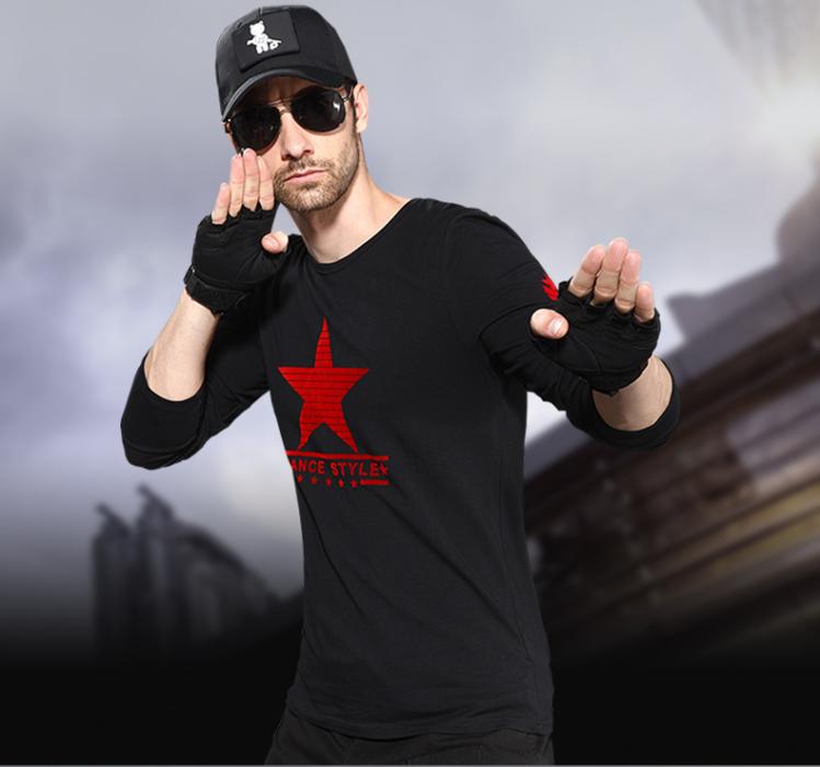 Quần áo nam quân đội ngoài trời Quần áo ngoài trời thường xuyên Quần áo năm sao Slim-Fit Áo thun dài tay Ngụy trang - Những người đam mê quân sự hàng may mặc / sản phẩm quạt quân đội bộ quần áo quân đội