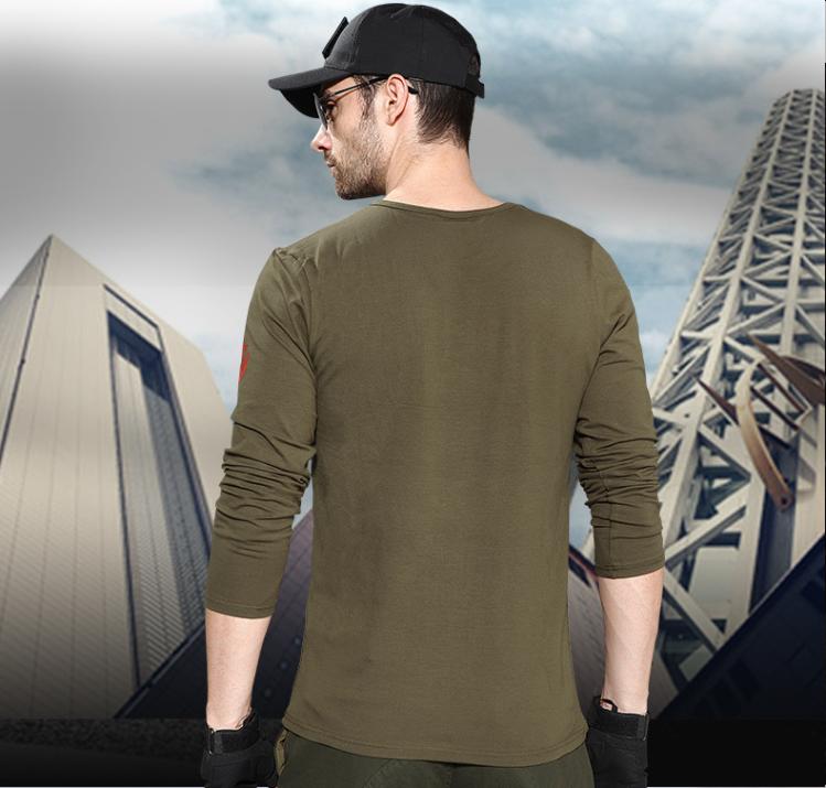 Quần áo nam quân đội ngoài trời Quần áo ngoài trời thường xuyên Quần áo năm sao Slim-Fit Áo thun dài tay Ngụy trang - Những người đam mê quân sự hàng may mặc / sản phẩm quạt quân đội bộ quần áo quân đội