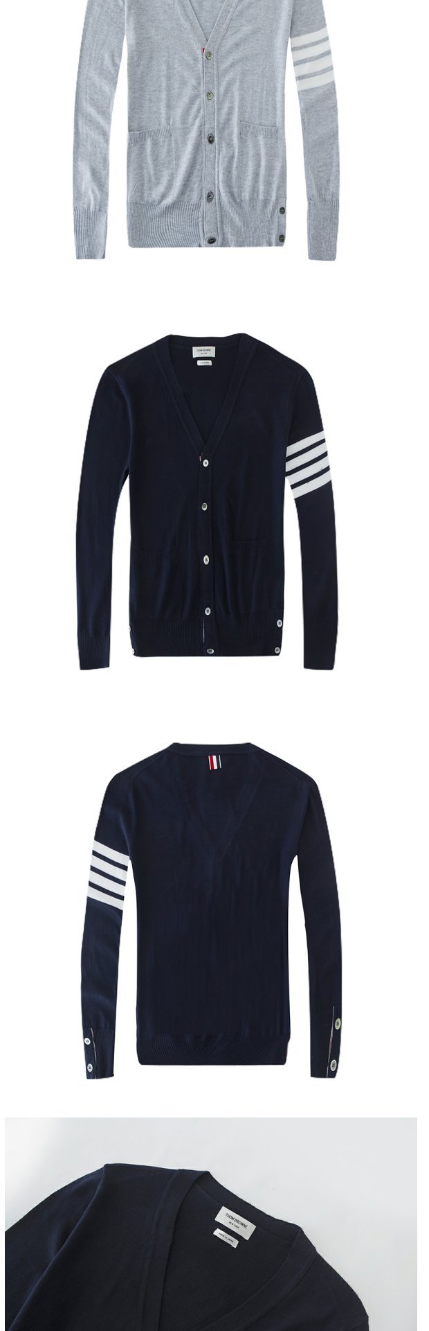 Áo len nam 2019TB Áo len nam nữ mỏng và mỏng 5 cổ chữ V Áo len cashmere nguyên chất thắt nút Áo len bốn nòng - Áo len Cashmere áo phao nam hàng hiệu