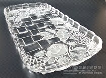 New Frosted transparent crystal glass fruit plate Rectangular fruit plate drag plate Tea plate Pot cup tray Flat new