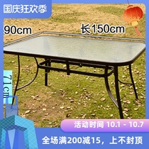 Outdoor balcony table casual wrought iron cafe bar courtyard outdoor rectangular tempered glass table home table