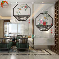 Modern New Chinese Screen Screen Partition Curtain in the family Peony Xuanguan Translucent Translucent Suspended Lift Flowers Open Rich And Expensive