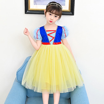 Girls dress 2021 summer new snow white dress childrens foreign style puff yarn dress net red little girl dress