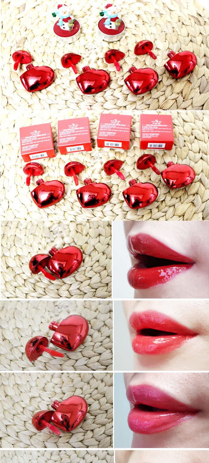 Hàn Quốc Sản phẩm mới saem tươi Love Me hình trái tim tình yêu dưỡng ẩm giữ ẩm cho môi - Son bóng / Liquid Rouge 	son bóng glasting water gloss	