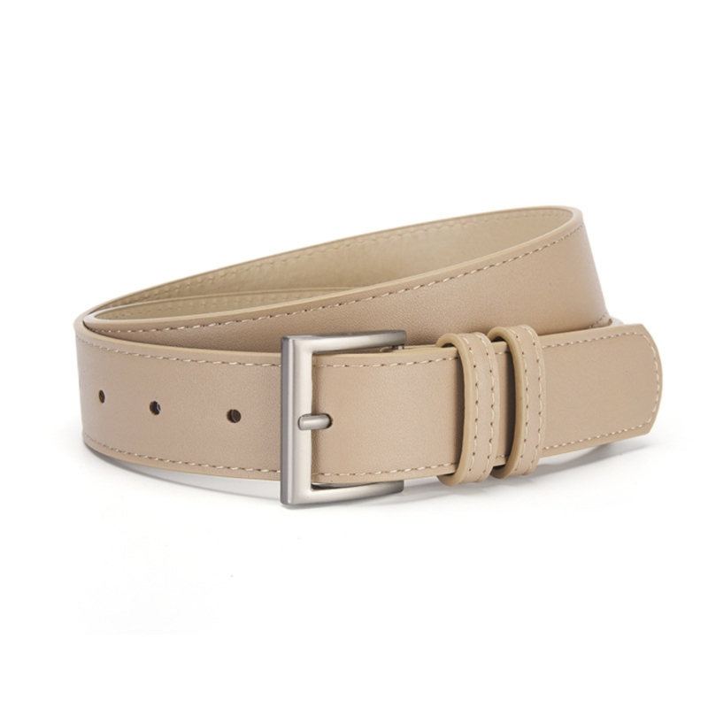 New Women's Belt, Simple Commuter Style, Pin Buckle, High-End Feel, Versatile Decoration, Matching with Jeans, Khaki Belt for Women