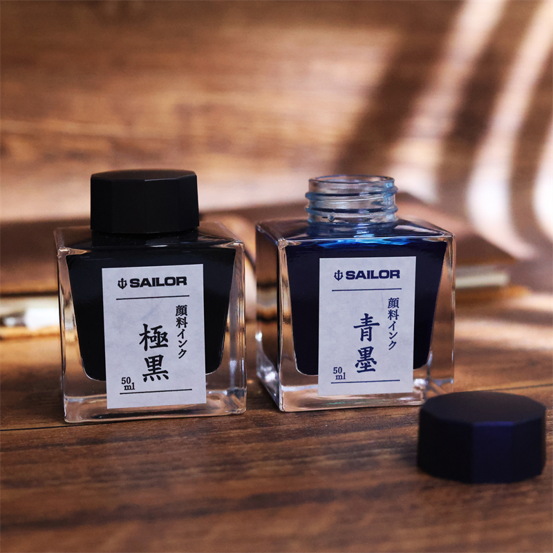Write LESAILOR Extreme black Pale Blue Ink microparticles 50ml waterproof quick dry without fade pen with ink