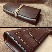 Leather Hand Cigarette Packs Genuine Leather Bull Hand Rolls Customizable Retro Wind Light Glossy Original Hand Stitched Hand Cigarette Packs Cigarette Packs