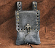 Retro-Pocket Cow Leather Handmade Motorcycle Pocket Harelocomotive Bag Genuine Leather Waist Hanging Bag Hip Pack Locomotive Bag