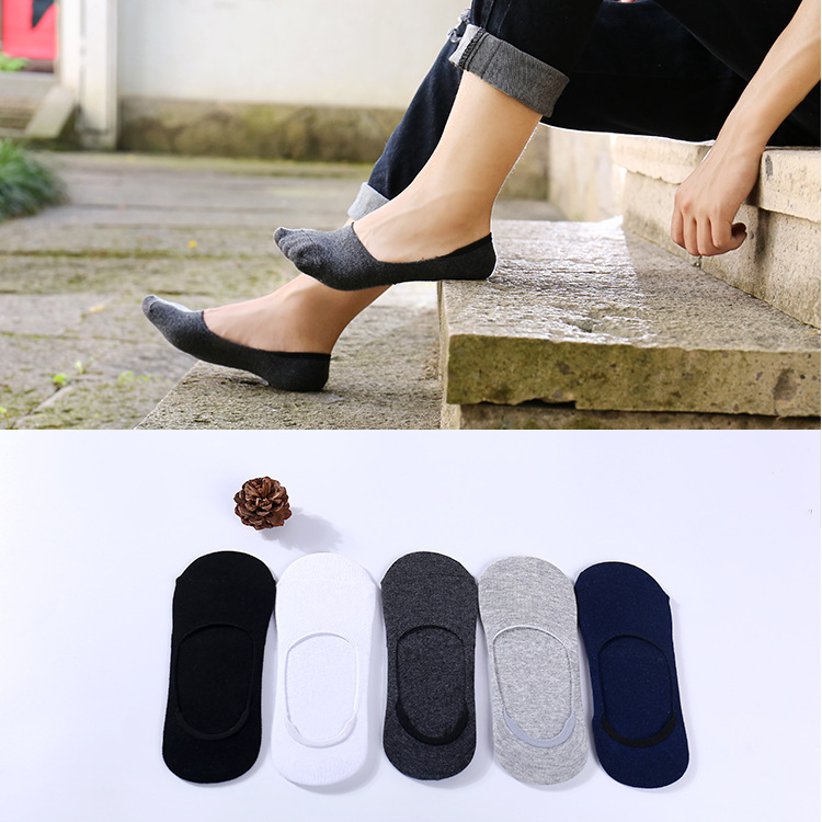 Men's Low-Cut No-Show Socks, Summer Ultra-Short Socks, Thin Summer Bed Socks, Silicone Non-Slip Pure Cotton Boat Socks