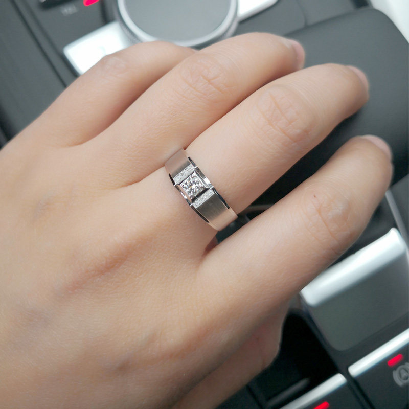 White 18K gold proposal men's diamond ring Wedding men's ring Diamond ring custom platinum round true diamond ring men's money