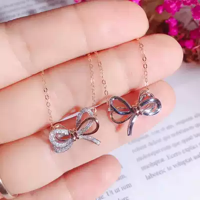 Imei diamond gold diamond pendant necklace 18K gold bow diamond necklace