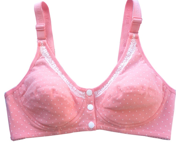 Khóa trước áo ngực cotton mới không có vành đồ lót chấm bi u-type ren bên cô gái áo ngực thoải mái phần mỏng áo lót đẹp
