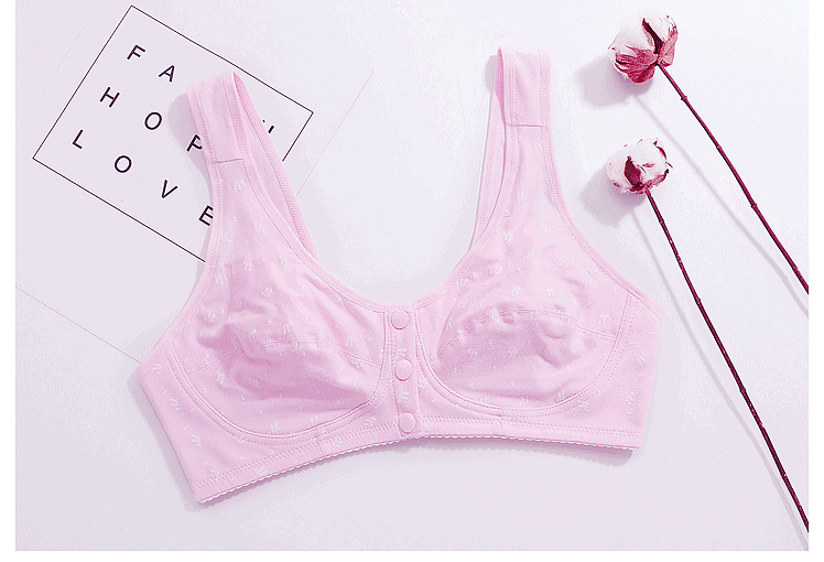 Màu xám mới của jacquard mà không có vành thể thao cotton kiểu áo ngủ trước khóa cô gái đồ lót đồ lót nữ