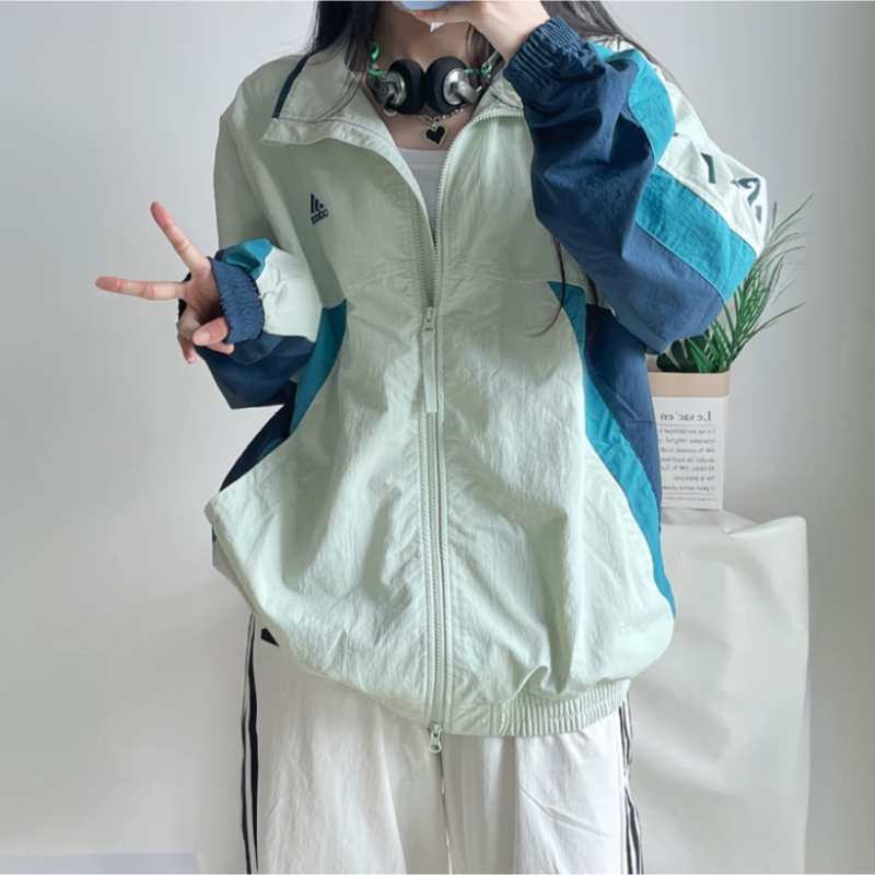 Adidas Jacket Men's Summer New Casual Loose Woven Stand-Up Collar Jacket Windproof Sportswear Is5148