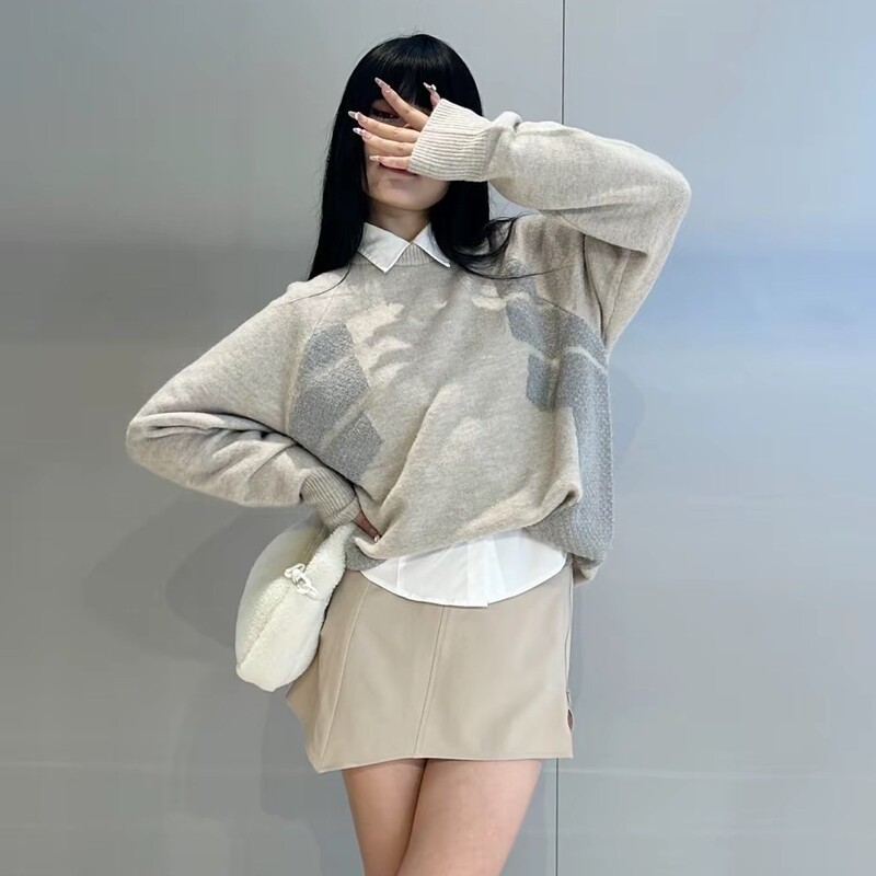 Adidas Sweater for Men and Women Reflective Knitted Casual Round Neck Sweatshirt Pullover Jw6684