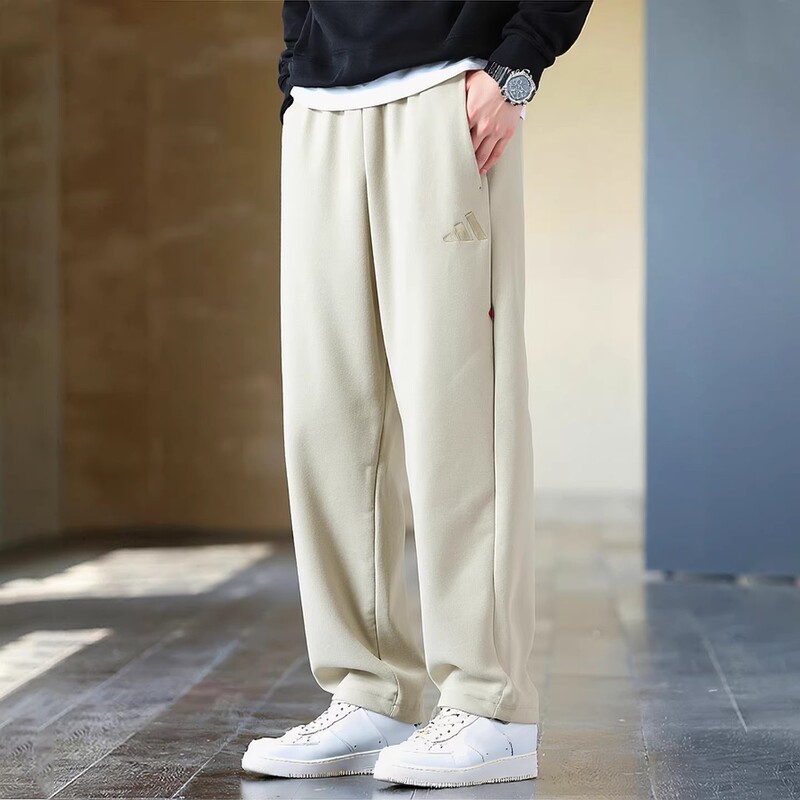 Authentic Adidas Men's Pants 2026 Spring New White Sports Pants Casual Straight Large Size Trousers