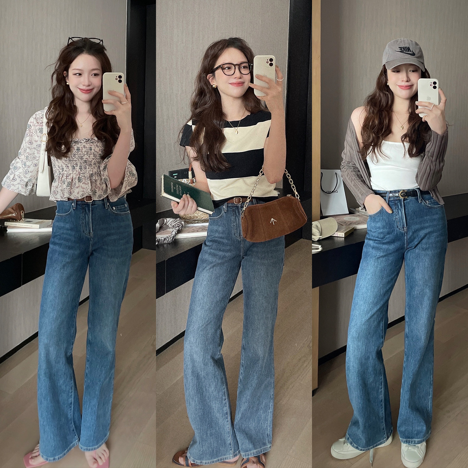 TMH STUDIO Dream Pants Retro Jeans Women's Summer Thin Section High Waist Wide Leg Trousers Slender Flared Pants