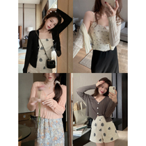 TMH STUDIO Kenya small tune Lean Sky Silk Knit Sunscreen Woman Summer slim V-neck long sleeve cardiovert