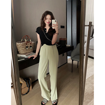 TMH STUDIO Qingty ice American straight cylinder casual pants with thin section open fork long pants pituitary pants summer