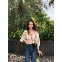 TMH STUDIO French Broken Flower Bubble Cuff Short blouses with a sweaty design and a little sweatshirt for the summer