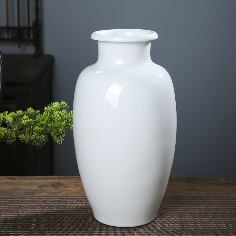 Jingdezhen Ceramic Ware Pure White Vase High White Glaze White Base Painting Decoration Ornament 36cm Home Decor Small Ornament