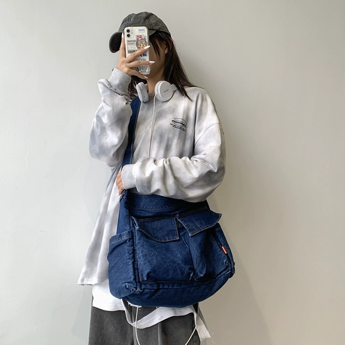 Джинсовая модная сумка, городской стиль, японские и корейские