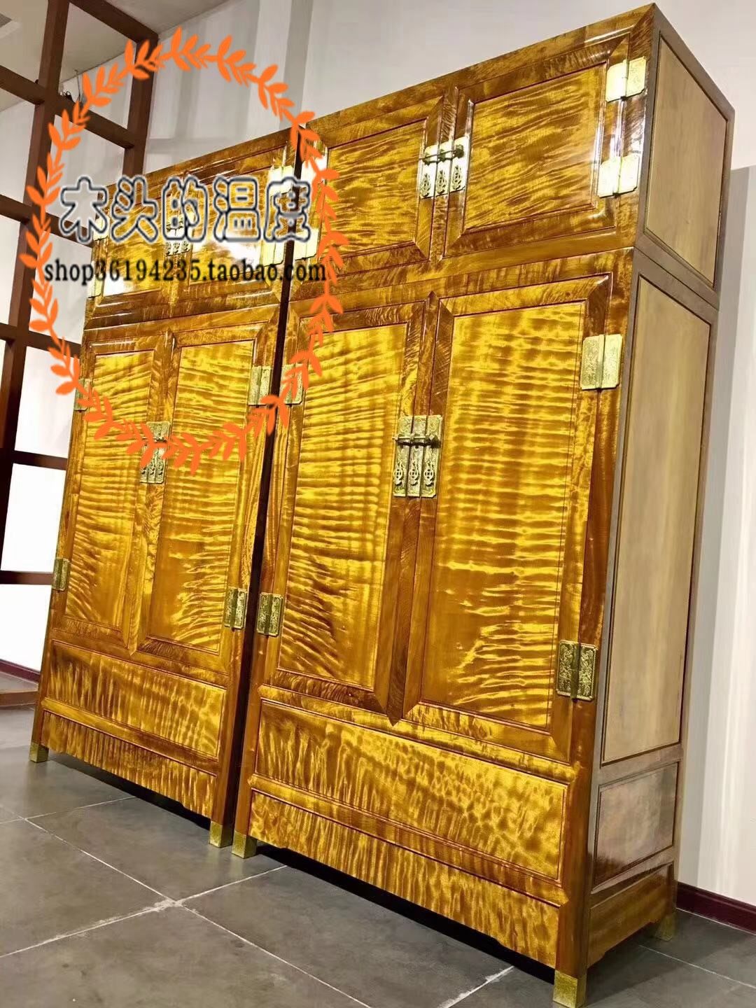 Small leaf Zhennan tree head material boutique full grain top box cabinet gold silk nanmu mahogany collection nanmu furniture cabinet