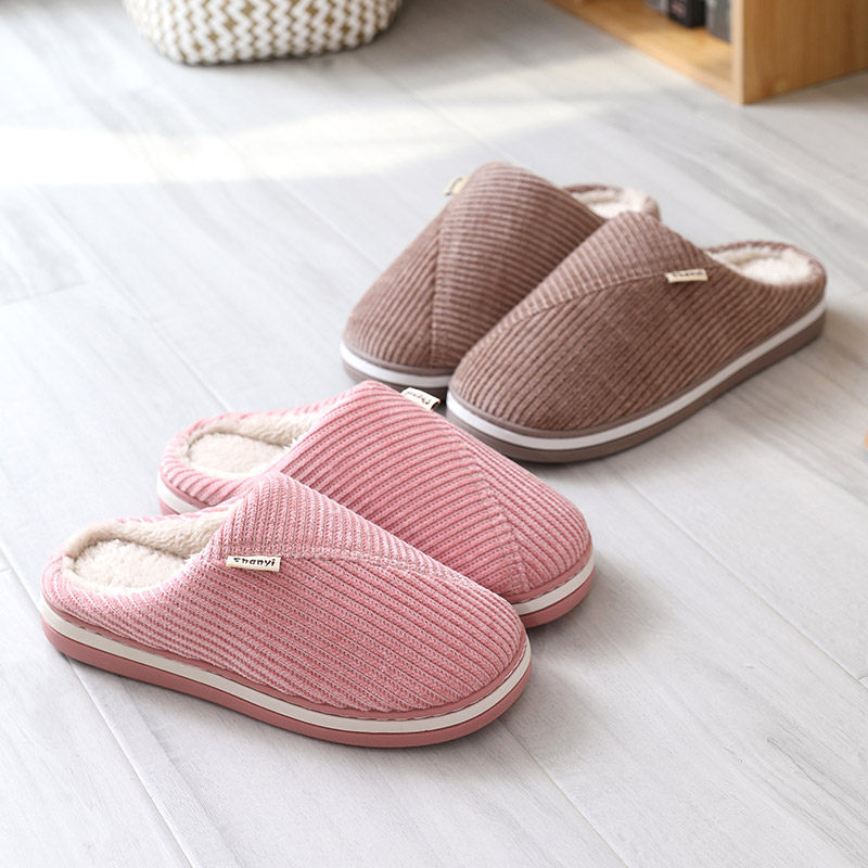 Middle-aged and elderly cotton slippers women's non-slip lightweight mute indoor cotton shoes men's winter soft bottom floor grandpa home shoes