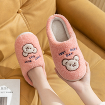 Winter cotton slippers women 2021 new indoor cute home non-slip lovers warm hair home men autumn and winter
