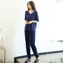 Spring and summer new modal pajamas set womens short-sleeved trousers closed thin home clothes loose large size two-piece set