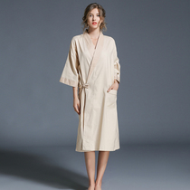 Bathrobe womens summer cotton thin nightgown Japanese kimono sexy short-sleeved cotton bathrobe moisture-absorbing breathable sweat steaming clothing