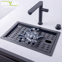 Bar Terrace Sink Single Trough Small Black Nano stainless steel with cover Bar Coffee Island House of Rectangular Wash Basin