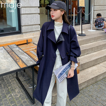 Maje kara small windbreaker coat women's spring and autumn 2022 new suit collar loose long coat