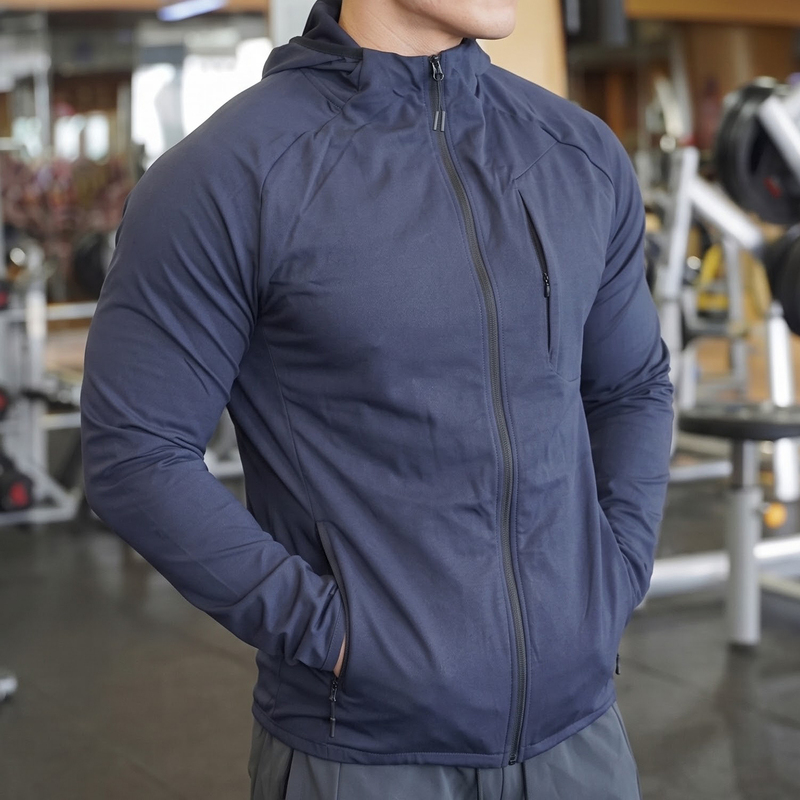 Autumn and Winter Outdoor Sports Zipper Cardigan Tops for Men, Fitness Training Running Hooded Jackets, Windproof Cycling Clothes