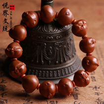  Handmade olive core carving life hundred-state expression hand string olive hu carving Buddha bead chain Playing hand-held big iron seed