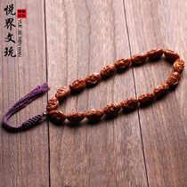  Olive core eighteen Arhats hand string Holding olive hu carved Buddha beads bracelet men and women play with small seeds long string rosary beads