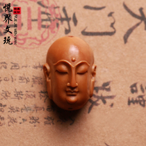  Olive core carving long face Jingsi Arhat pendant Pendant Wen play single seed handmade carving oversized toy necklace