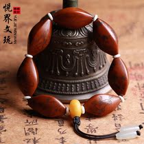  Olive core eighteen Arhats hand string handmade carving text play Buddha beads bracelet vegetarian seed line carving Huang Xiaofeng Su Gong