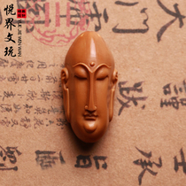  Handmade olive core carving single seed Jingsi Arhat long face pendant Men and women couple pendant jewelry large carving handle piece