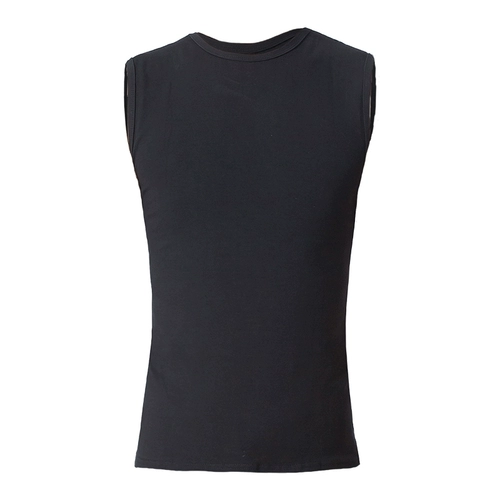 Черная современная спортивная одежда без рукавов, хлопковая футболка, в обтяжку, круглый воротник