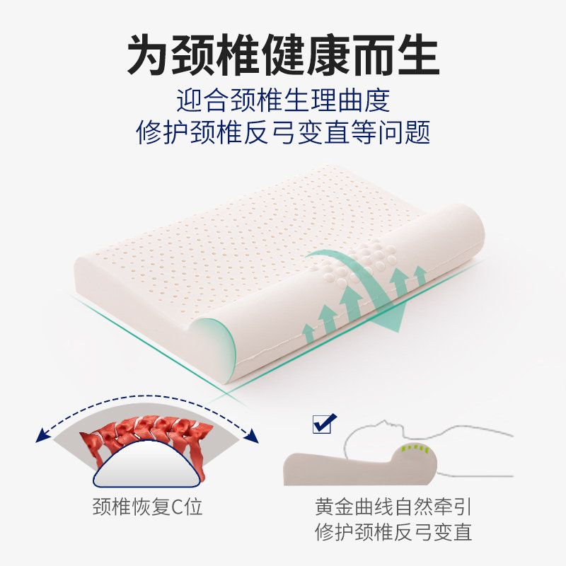 Crests Vertebral Round Pillows Stretch Cervical Spine Pillow Cylindrical Thai Imported Latex Pillow Neck Massage Sleep Cervical Spine Pillow Flat Pillows