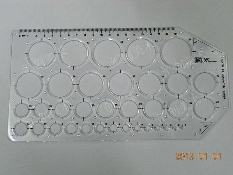 Cowen Card K-105 Round Formwork Drawing Design Stencil Ruler Stationery Painting Round