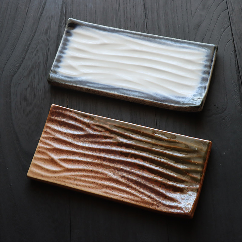 Japanese ceramic style plate front sushi plate creative Japanese dim sum dish 9 inch rectangular grilled bird skewer